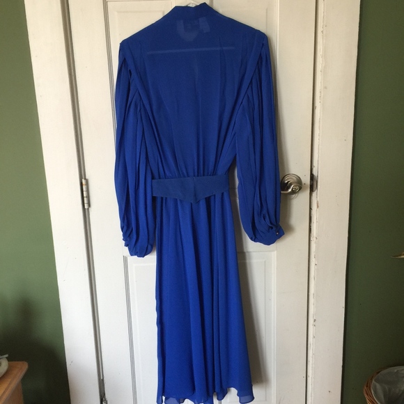 1970s ZiZi by Barbara Chodos Blue Poly Dress - Picture 4 of 8